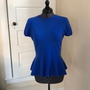 Autumn Cashmere blue peplum cashmere sweater